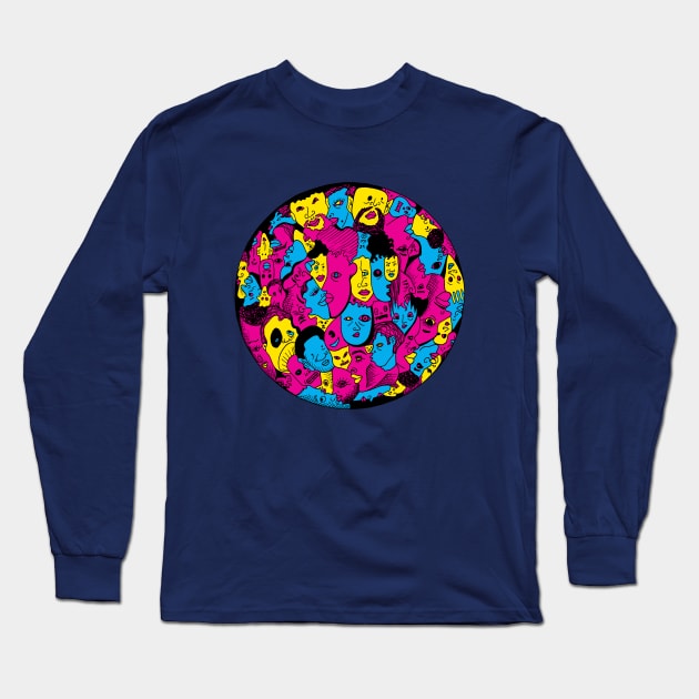 CMYK Many Faces Long Sleeve T-Shirt by kenallouis